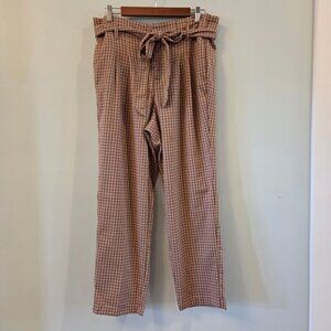 Liz Claiborne Heritage Plaid Paper Bag Waist Pants, Womens 10